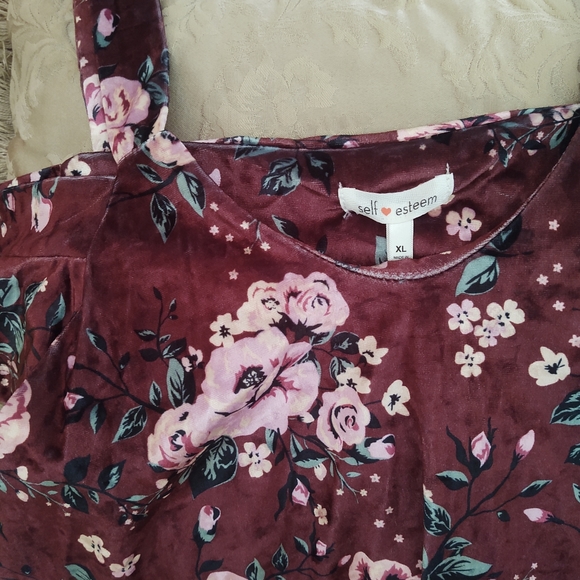 Self esteem women crop top purple velvet floral size XL - Picture 4 of 7